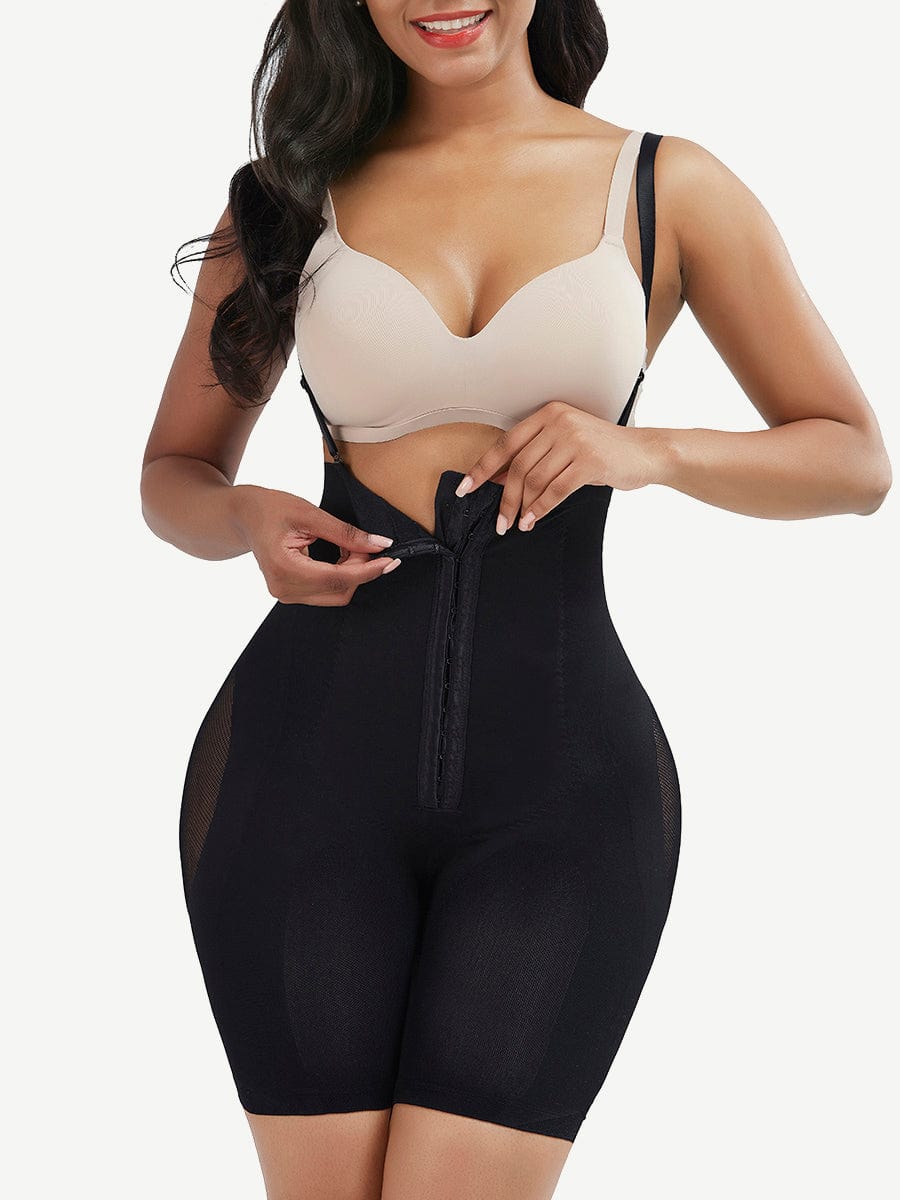 Black Seamless Sheer Mesh Full Body Shaper Abdominal Control