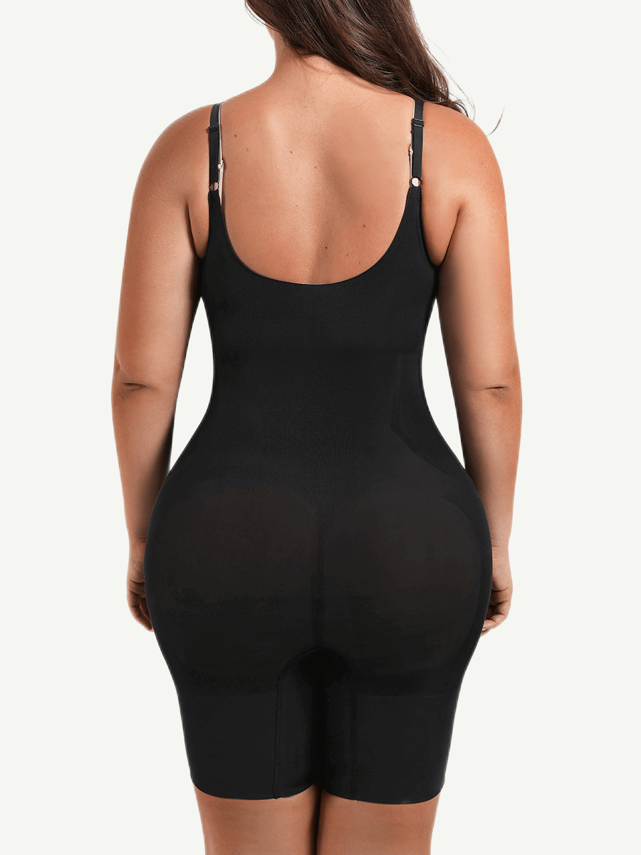 Seamless Open-Bust Abdomen Flattening Mid-Thigh Bodysuit