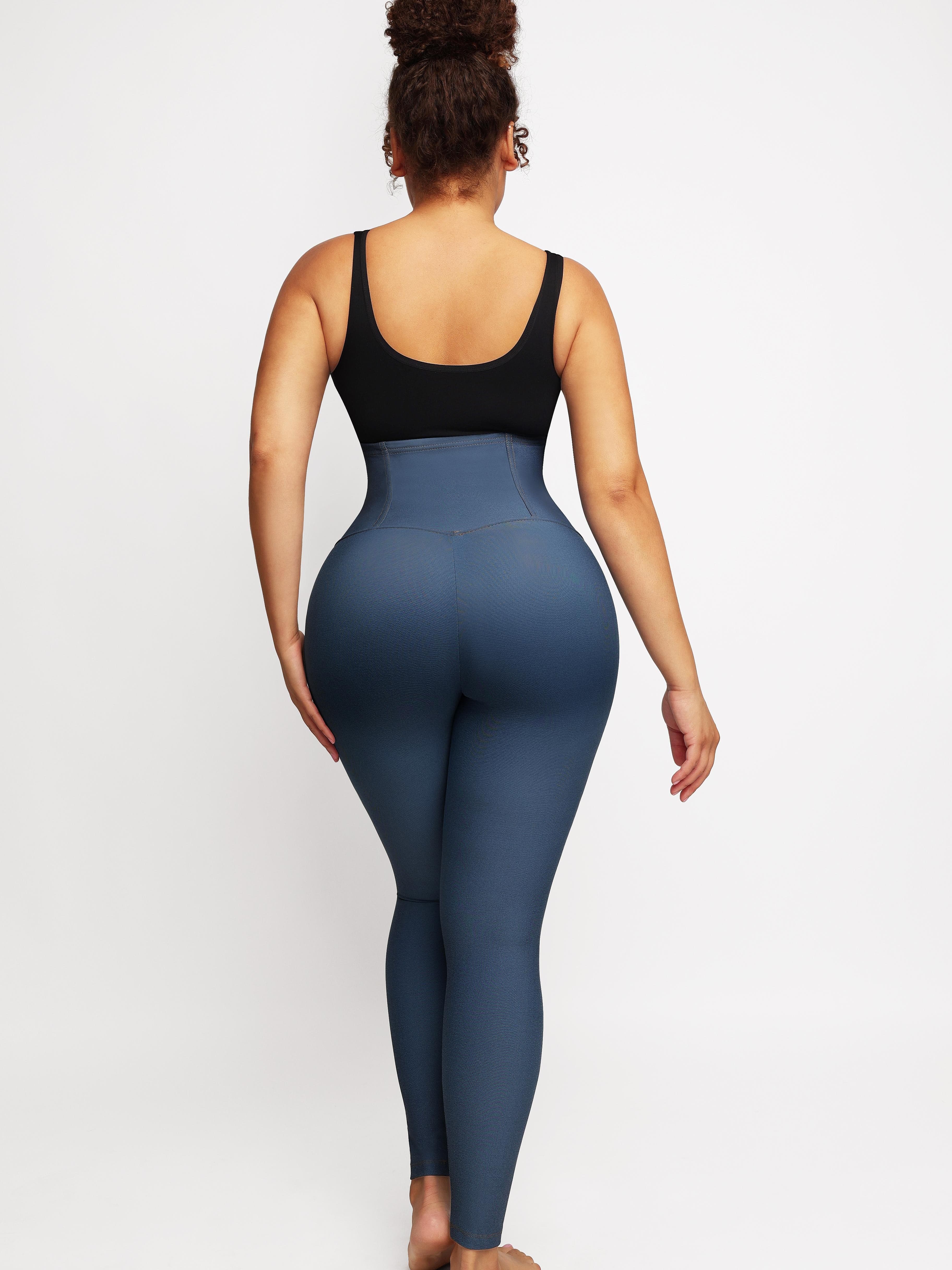 High Waisted Three Breasted Belted Tummy Control Denim Trousers