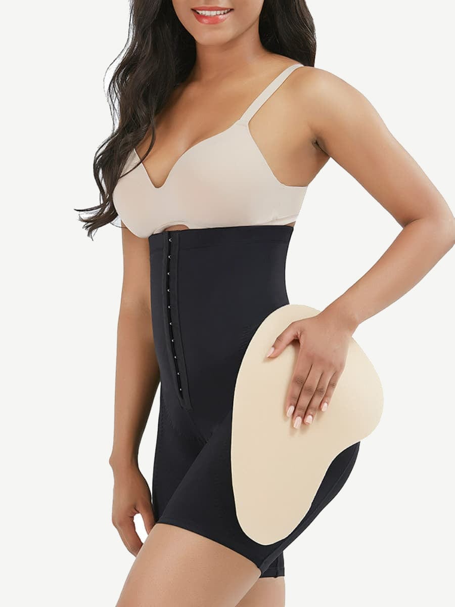 High-Waist Tummy Control Shapewear with 2 Removable Hip Pads