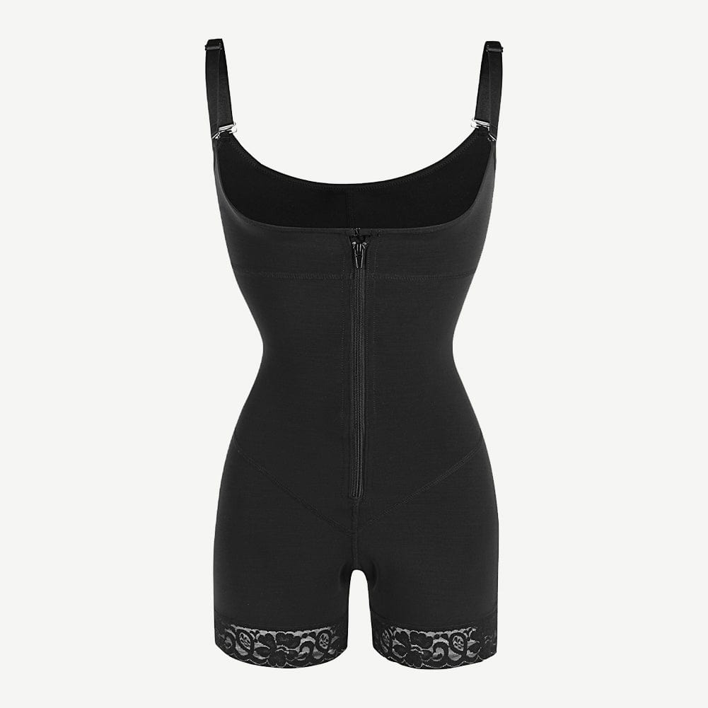 Black Underbust Boyshort Open Crotch Lace Slimming Belly Shapewear