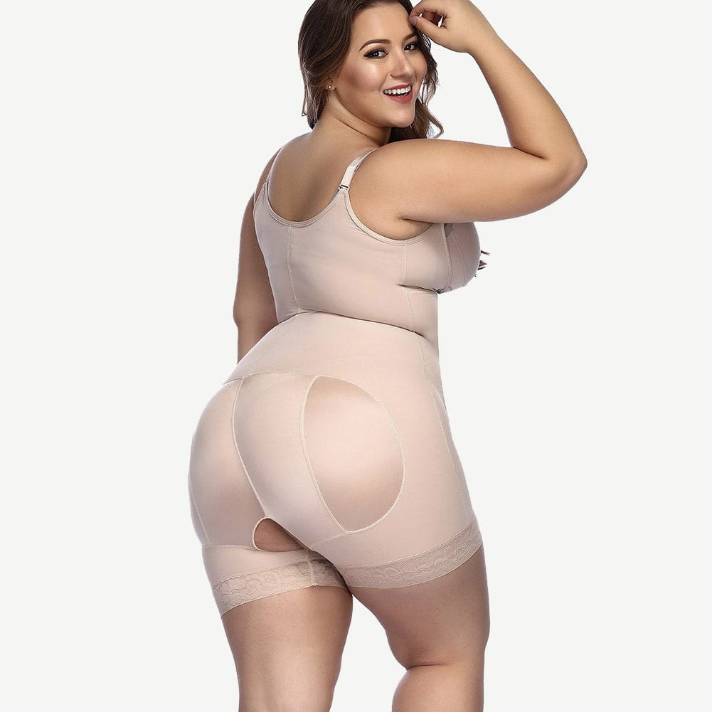 Black Underbust Boyshort Open Crotch Lace Slimming Belly Shapewear