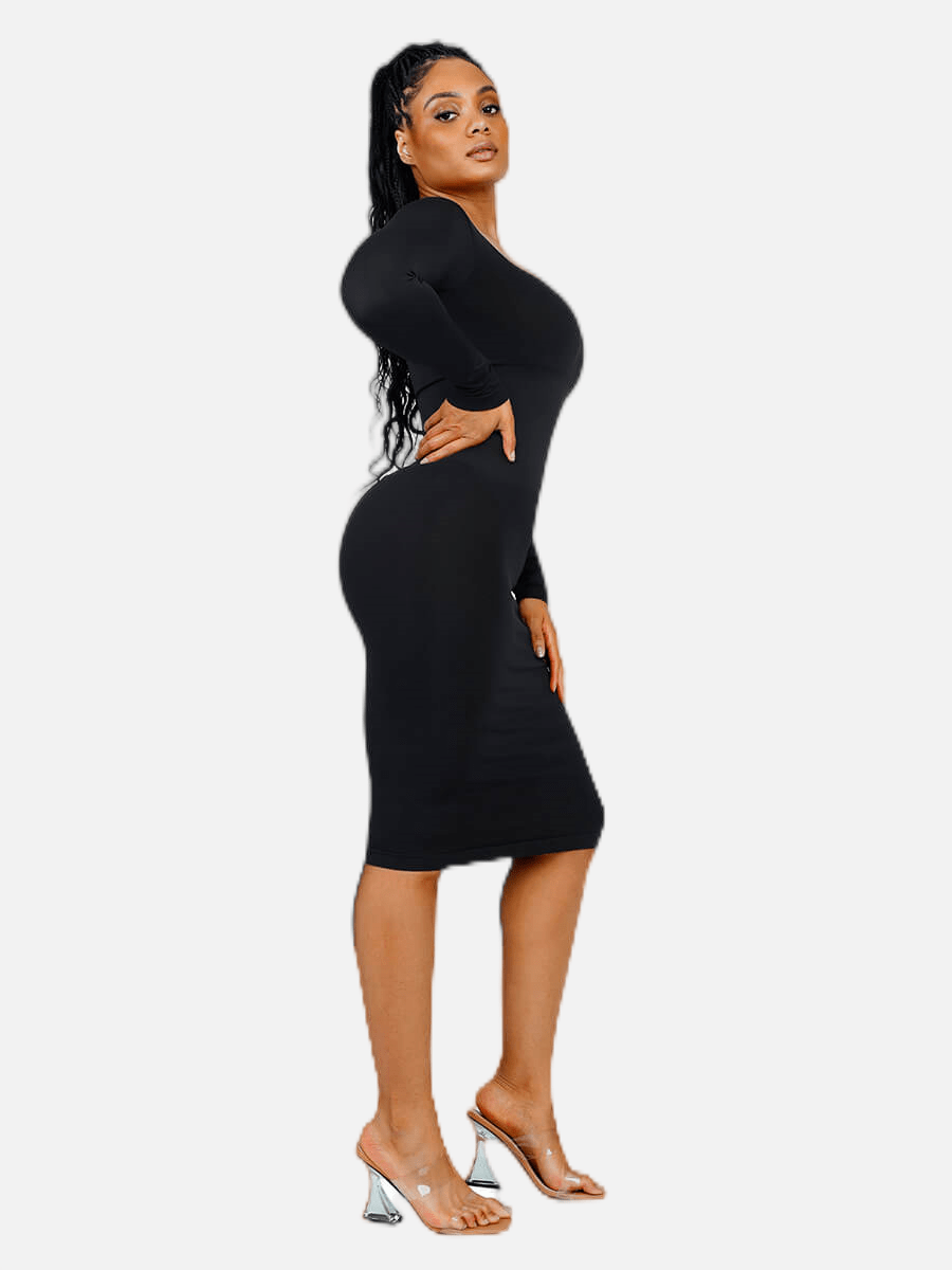 ๐ฟ Eco-friendly Seamless Square Neck Long Sleeve Shaper Dress