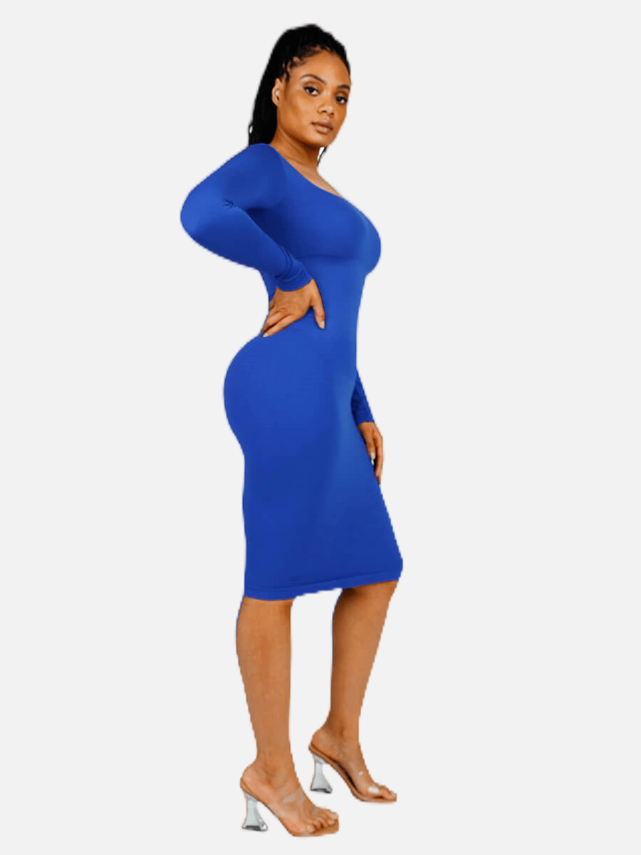 ๐ฟ Eco-friendly Seamless Square Neck Long Sleeve Shaper Dress