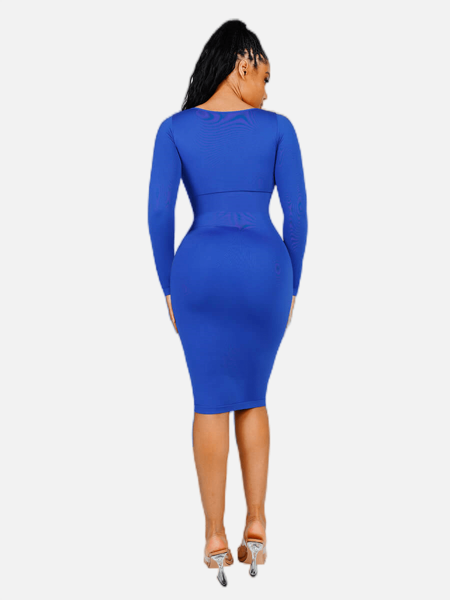 ๐ฟ Eco-friendly Seamless Square Neck Long Sleeve Shaper Dress