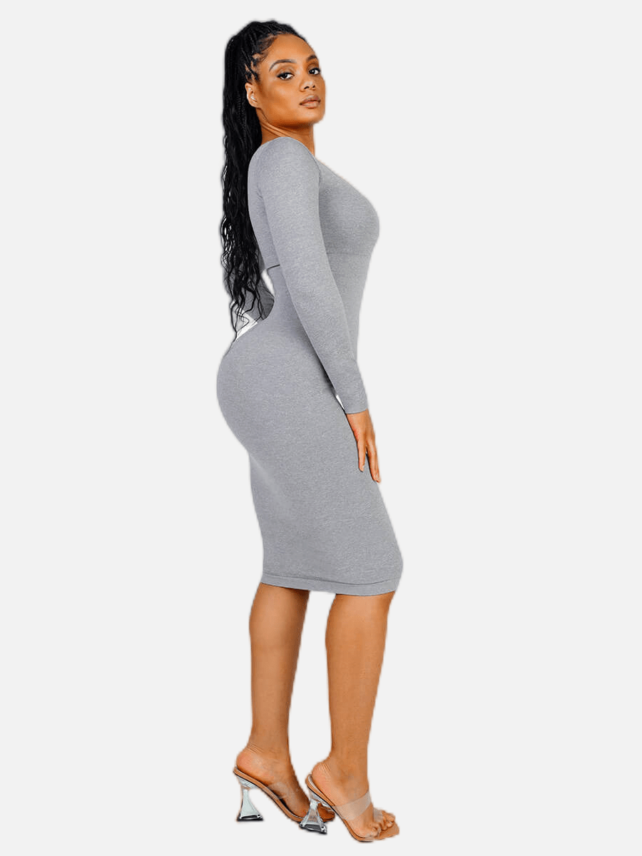 ๐ฟ Eco-friendly Seamless Square Neck Long Sleeve Shaper Dress