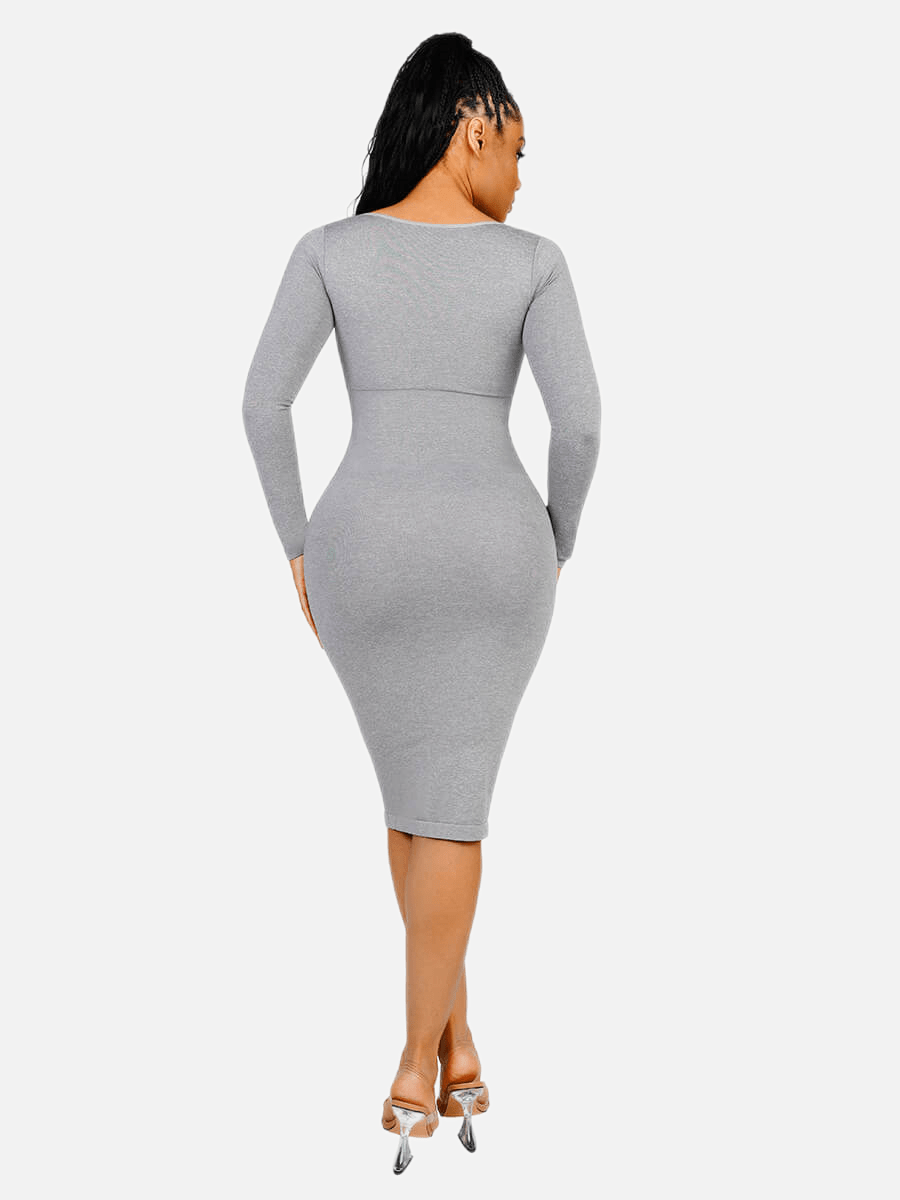 ๐ฟ Eco-friendly Seamless Square Neck Long Sleeve Shaper Dress
