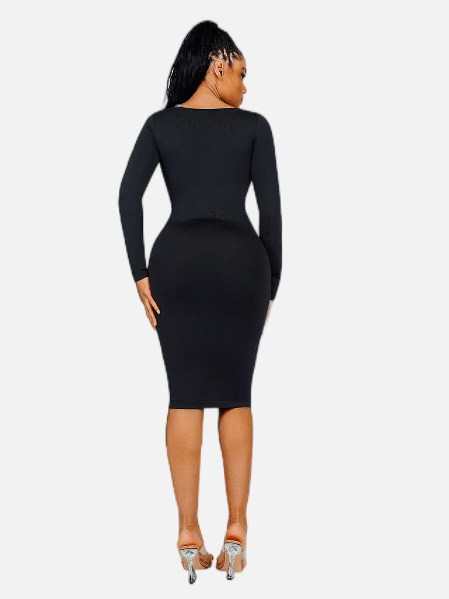 ๐ฟ Eco-friendly Seamless Square Neck Long Sleeve Shaper Dress