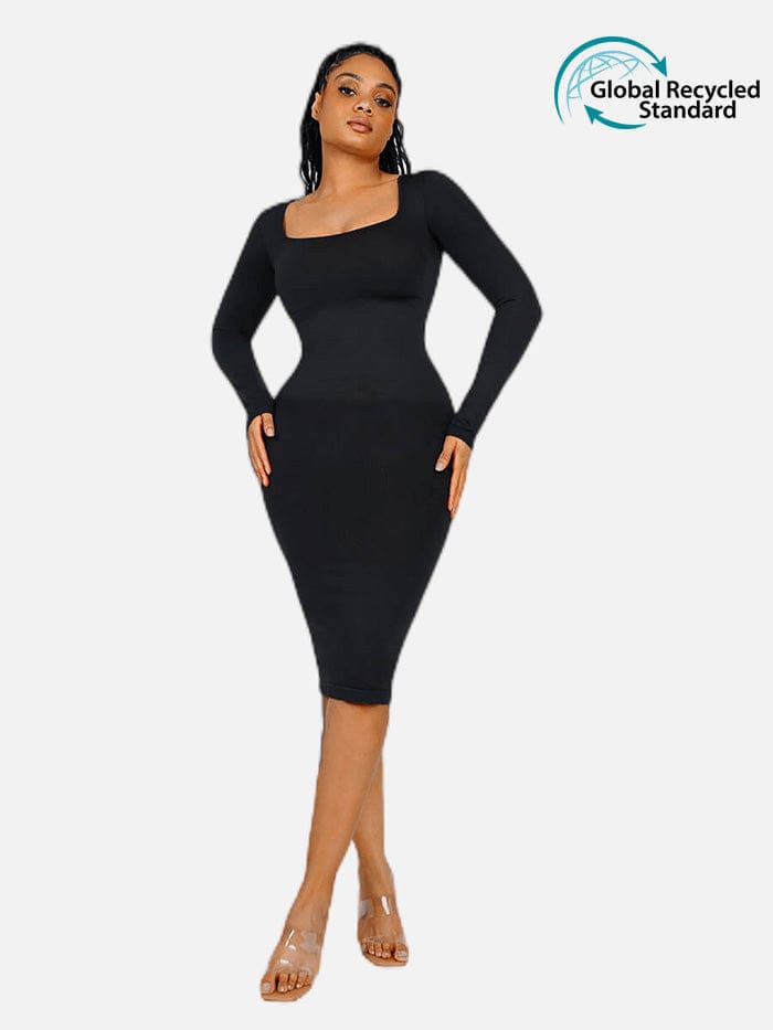 ๐ฟ Eco-friendly Seamless Square Neck Long Sleeve Shaper Dress