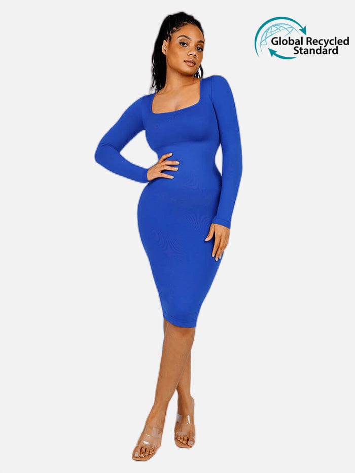 ๐ฟ Eco-friendly Seamless Square Neck Long Sleeve Shaper Dress