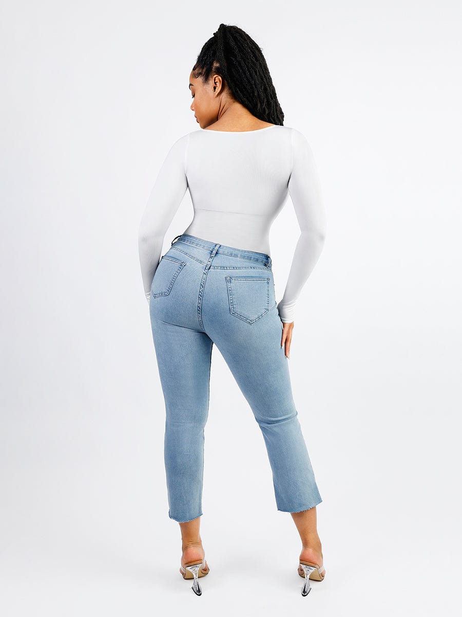 🌿Seamless Eco-friendly Square Neck Long Sleeve 360° Waist Control Thong Bodysuit