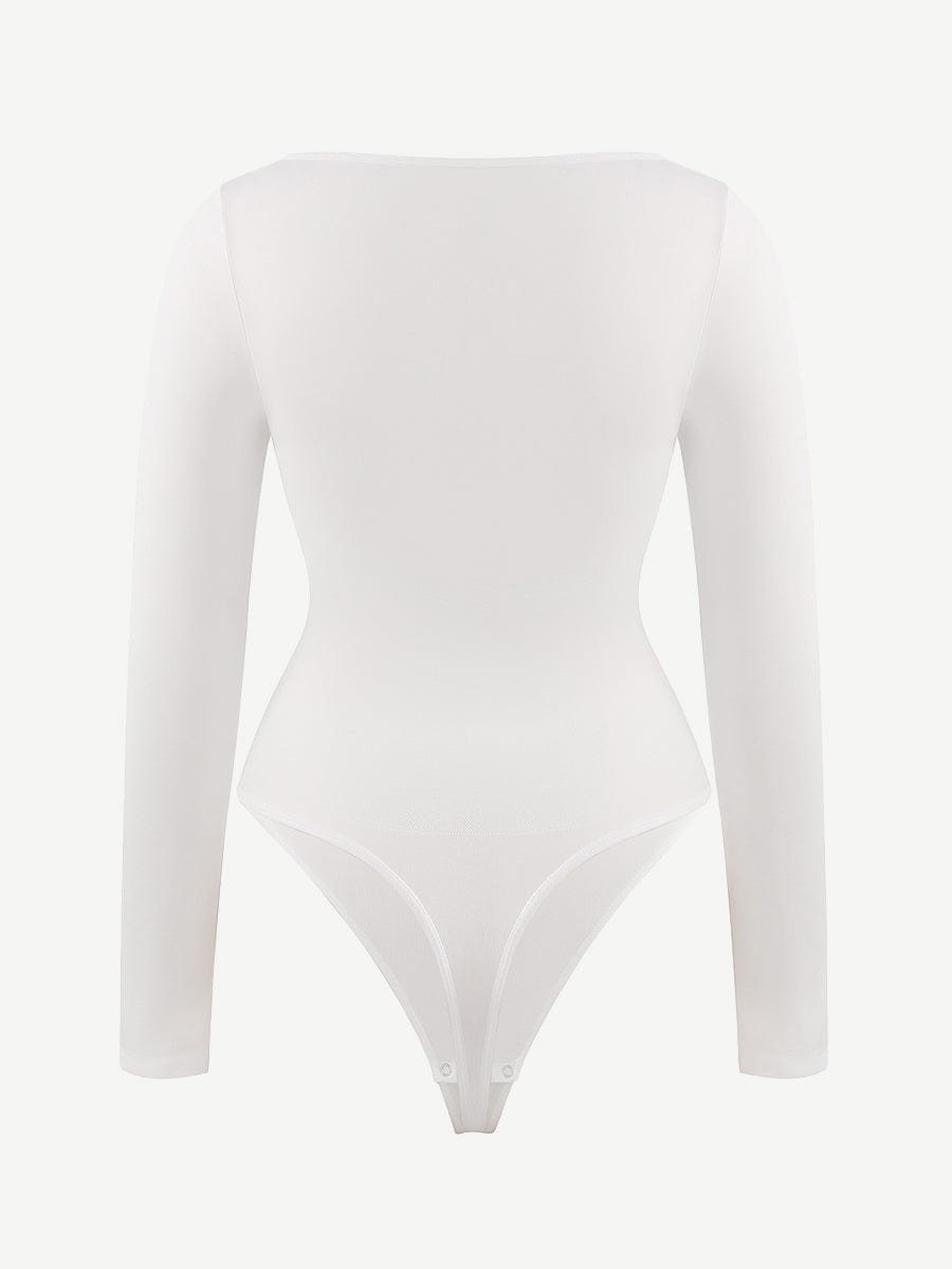 🌿Seamless Eco-friendly Square Neck Long Sleeve 360° Waist Control Thong Bodysuit