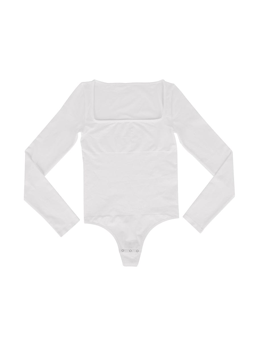 🌿Seamless Eco-friendly Square Neck Long Sleeve 360° Waist Control Thong Bodysuit