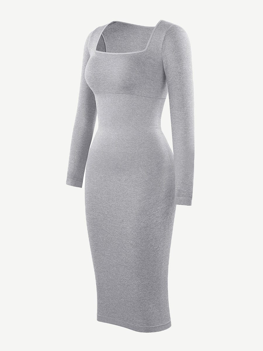 ๐ฟ Eco-friendly Seamless Square Neck Long Sleeve Shaper Dress