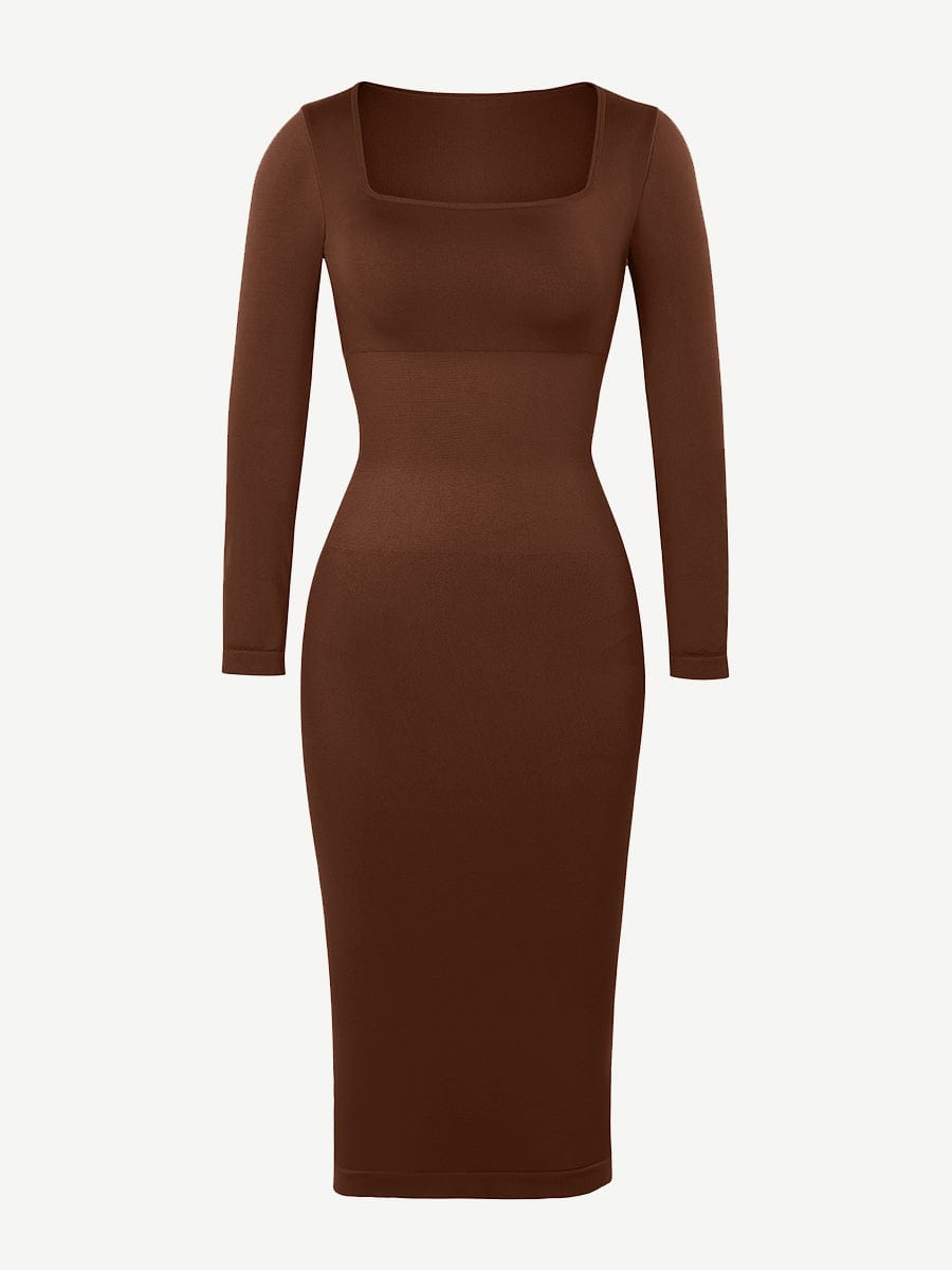 ๐ฟ Eco-friendly Seamless Square Neck Long Sleeve Shaper Dress
