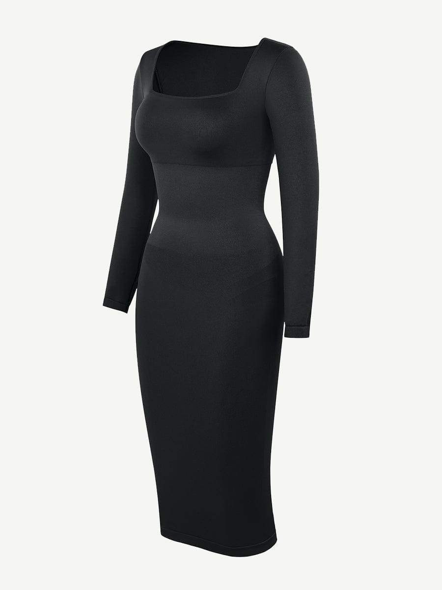 ๐ฟ Eco-friendly Seamless Square Neck Long Sleeve Shaper Dress