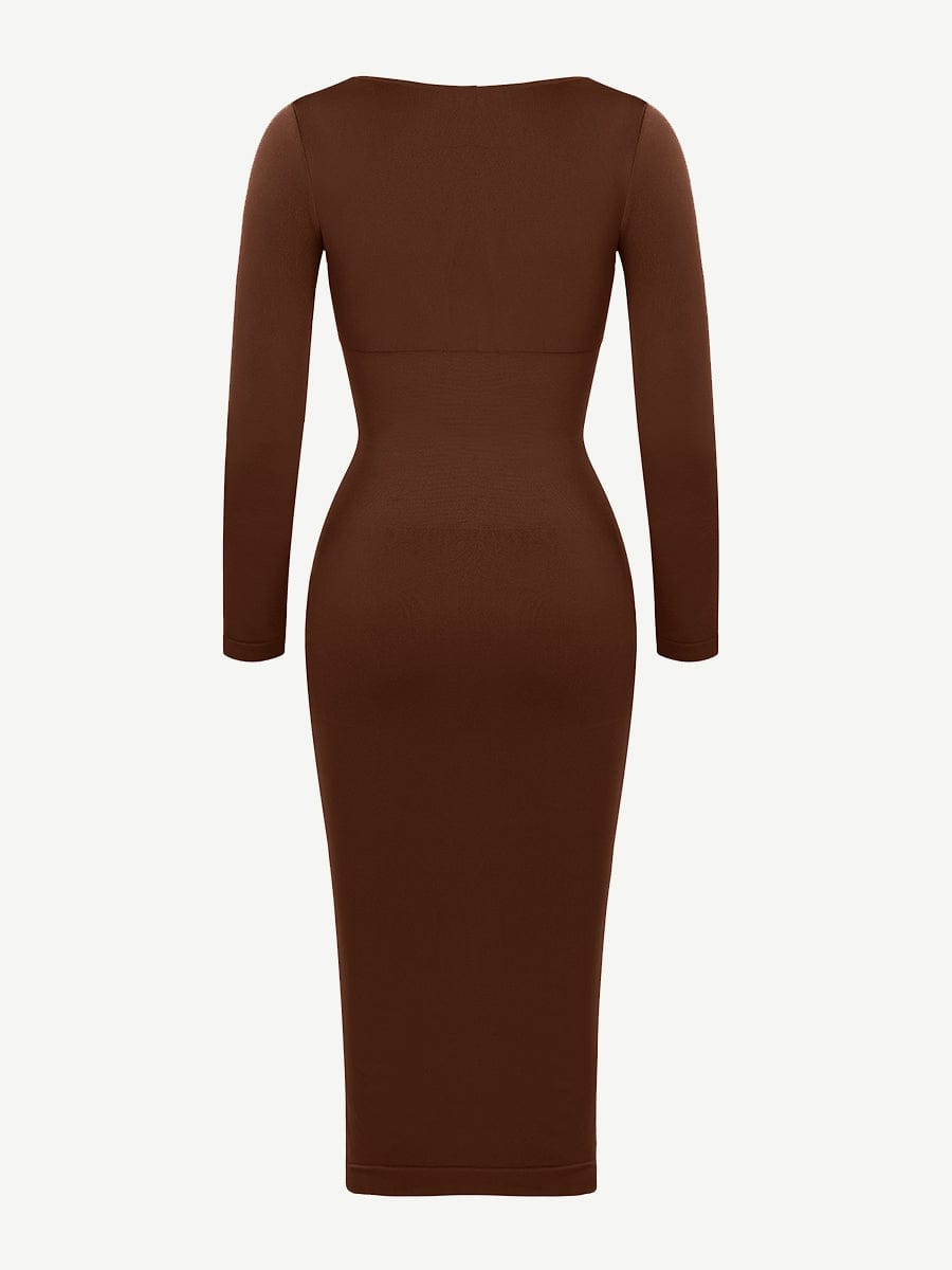 ๐ฟ Eco-friendly Seamless Square Neck Long Sleeve Shaper Dress