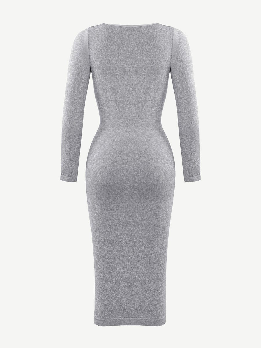 ๐ฟ Eco-friendly Seamless Square Neck Long Sleeve Shaper Dress