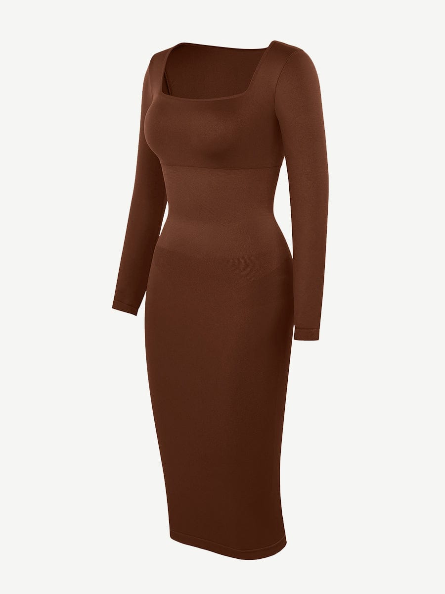 ๐ฟ Eco-friendly Seamless Square Neck Long Sleeve Shaper Dress