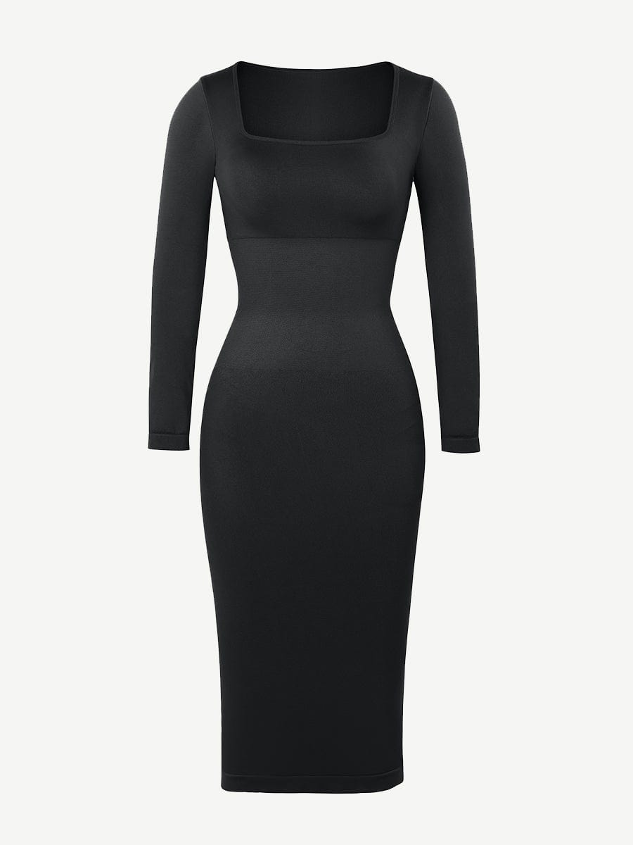 ๐ฟ Eco-friendly Seamless Square Neck Long Sleeve Shaper Dress