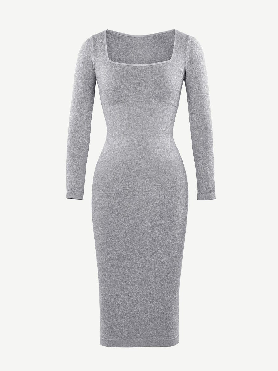 ๐ฟ Eco-friendly Seamless Square Neck Long Sleeve Shaper Dress