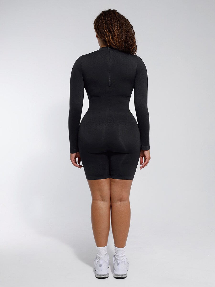 Seamless Bust Support Waist Cinching Tummy Control Jumpsuit with Removable Cups