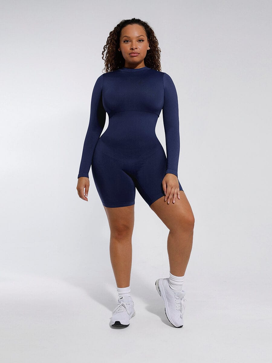 Seamless Bust Support Waist Cinching Tummy Control Jumpsuit with Removable Cups