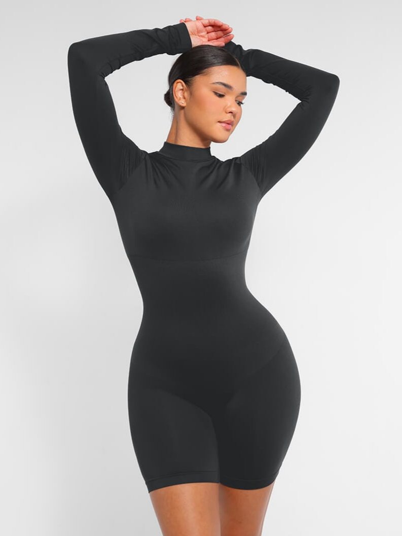 Seamless Bust Support Waist Cinching Tummy Control Jumpsuit with Removable Cups