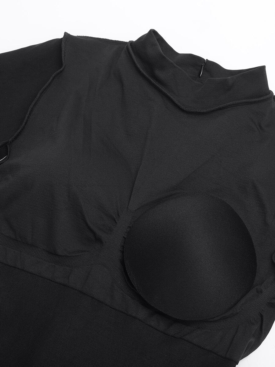 Seamless Bust Support Waist Cinching Tummy Control Jumpsuit with Removable Cups