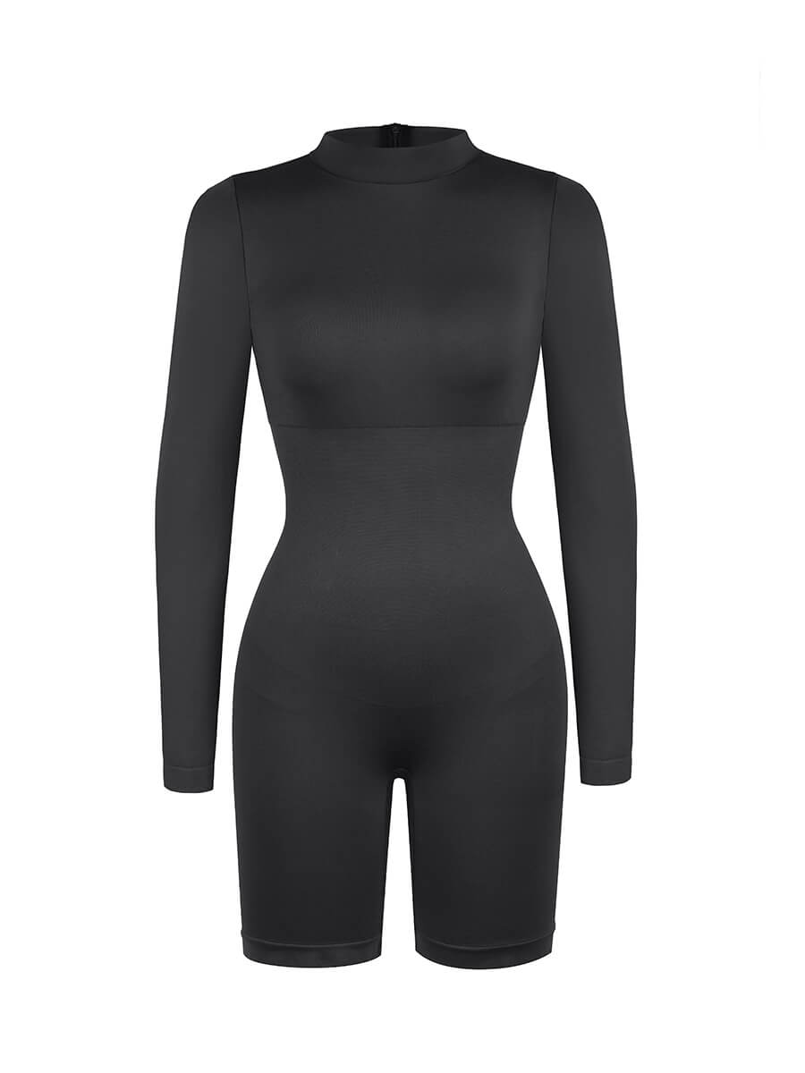 Seamless Bust Support Waist Cinching Tummy Control Jumpsuit with Removable Cups