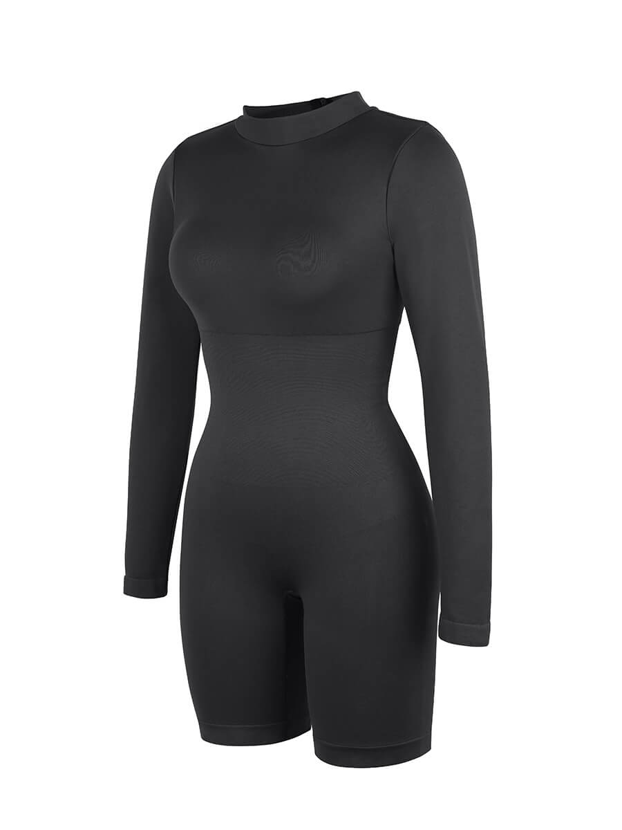 Seamless Bust Support Waist Cinching Tummy Control Jumpsuit with Removable Cups