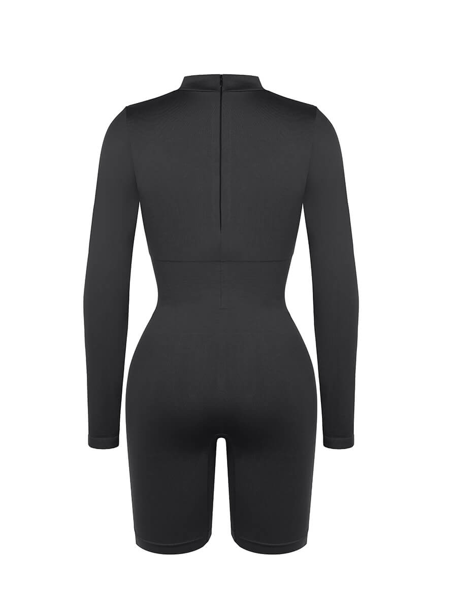 Seamless Bust Support Waist Cinching Tummy Control Jumpsuit with Removable Cups