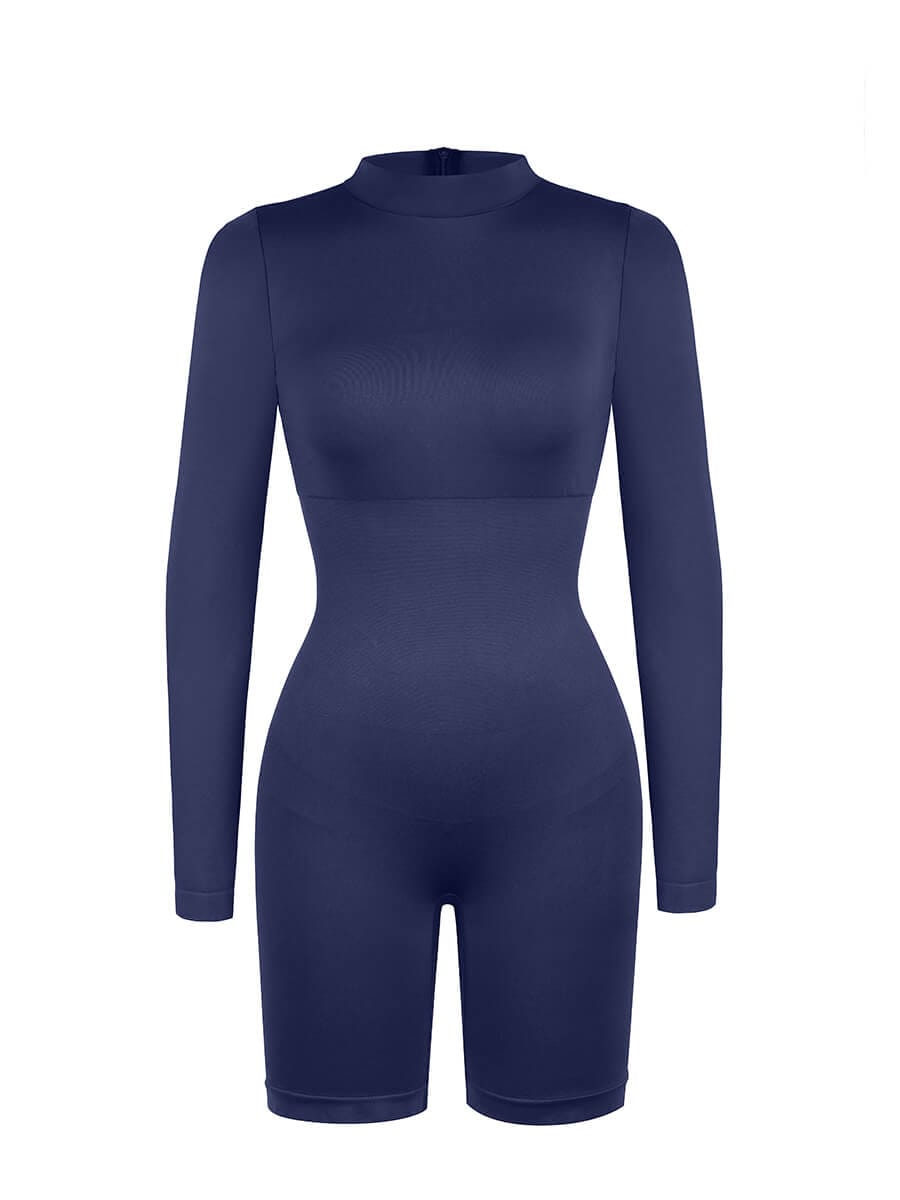 Seamless Bust Support Waist Cinching Tummy Control Jumpsuit with Removable Cups