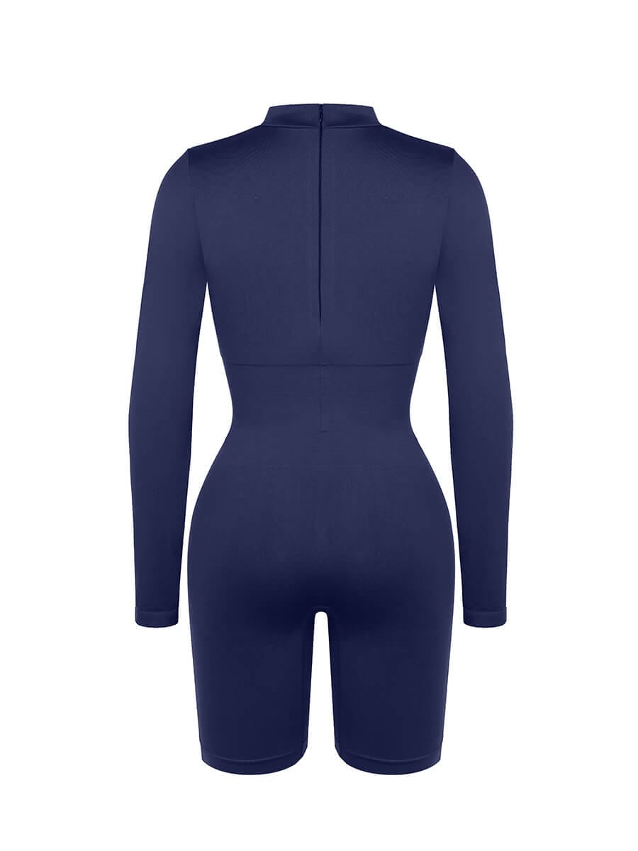 Seamless Bust Support Waist Cinching Tummy Control Jumpsuit with Removable Cups