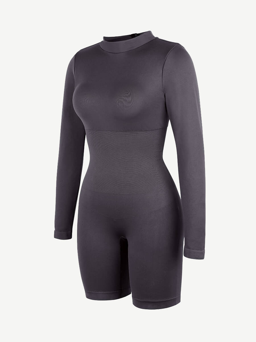 Seamless Bust Support Waist Cinching Tummy Control Jumpsuit with Removable Cups