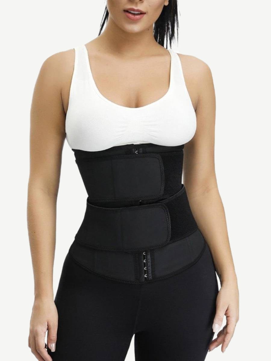 Black Plus Size Latex Waist Trainer 7 Steel Bones Leisure Fashion