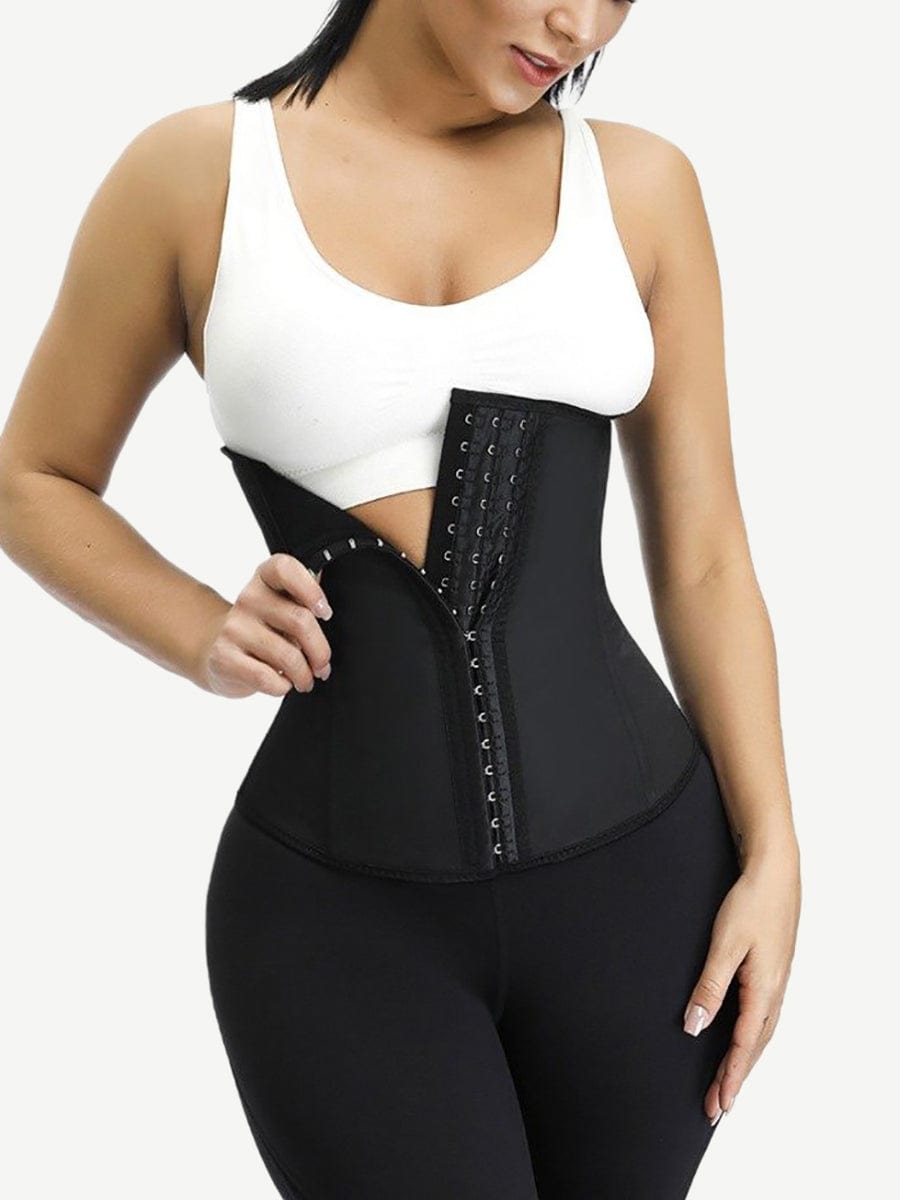 Black Plus Size Latex Waist Trainer 7 Steel Bones Leisure Fashion