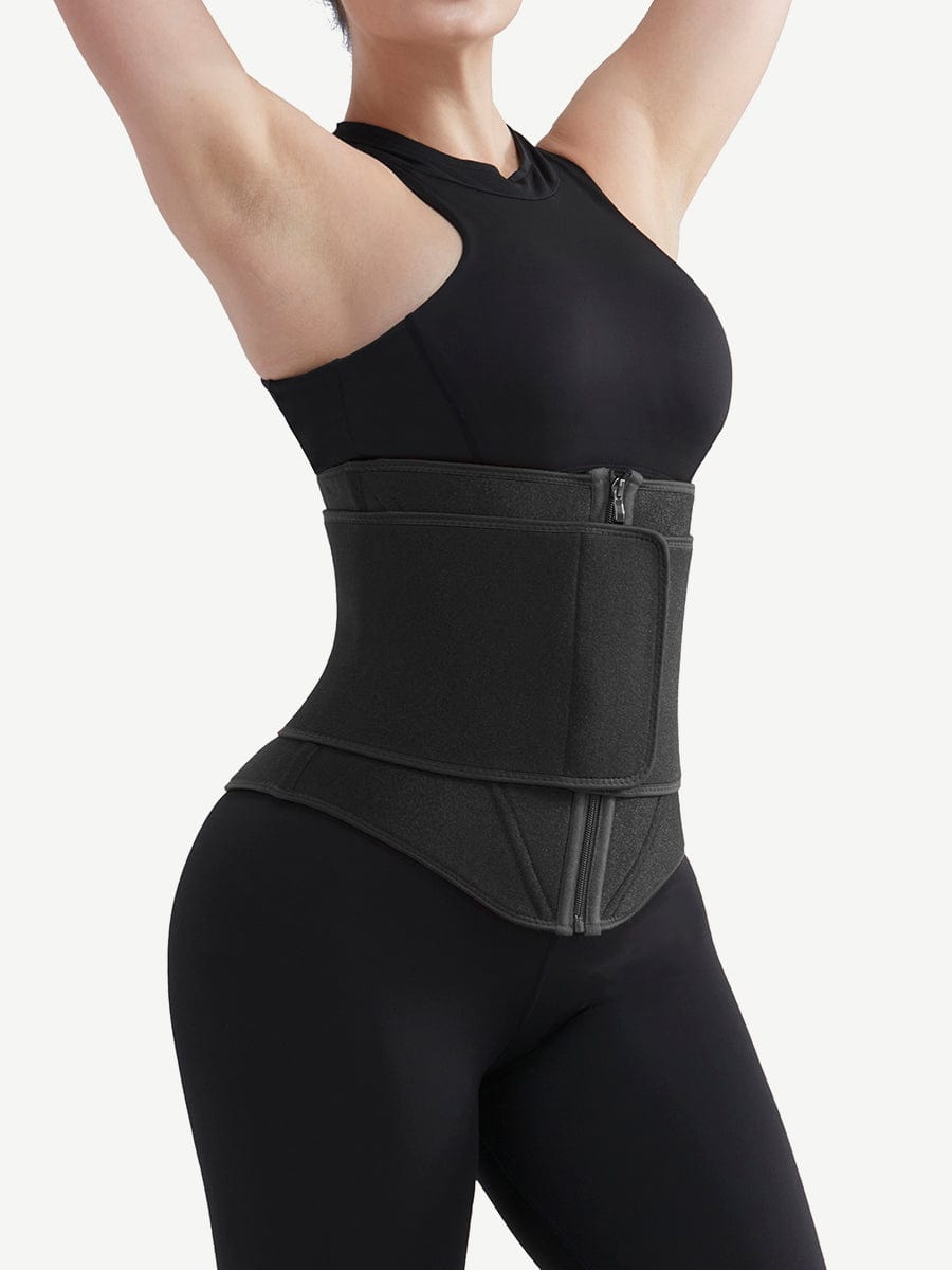 Black Neoprene Waist Trainer 10 Steel Bones Basic Shaping