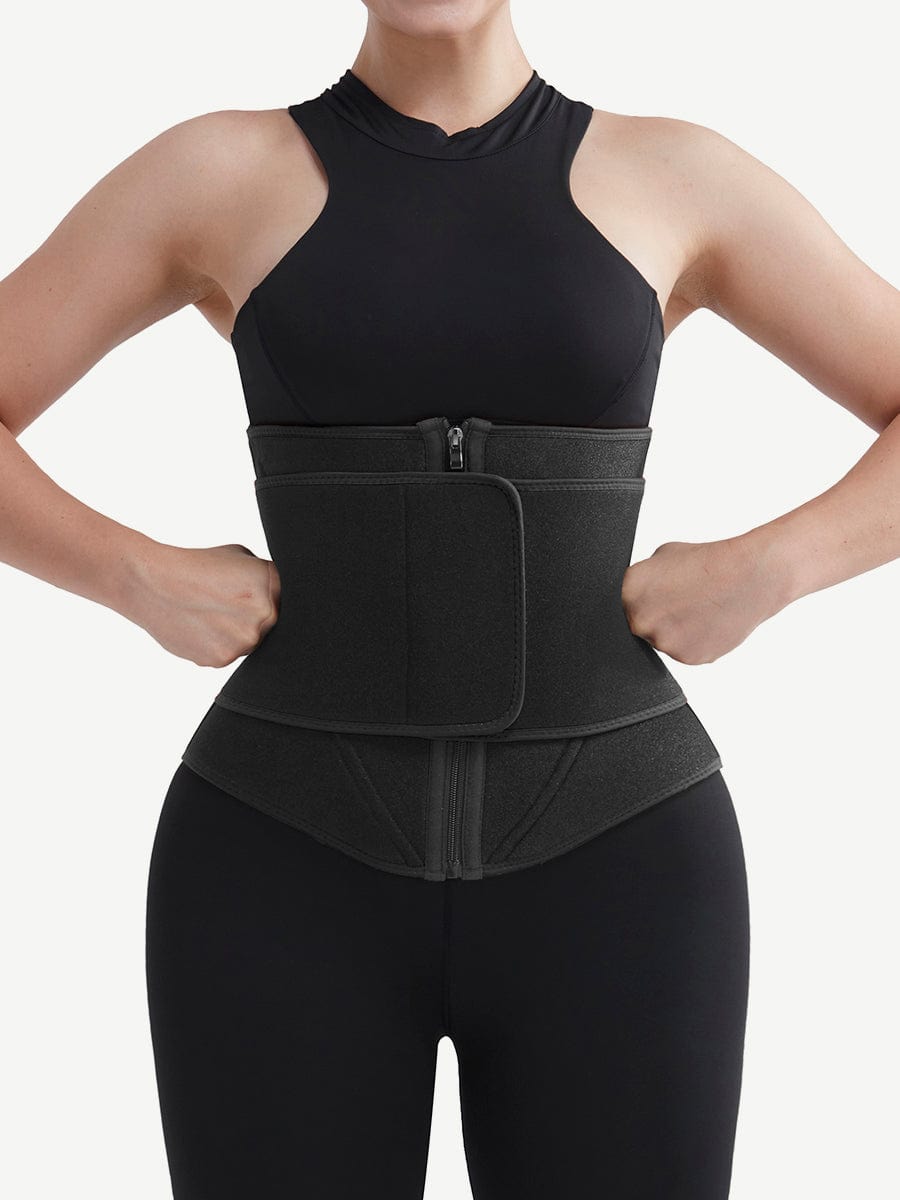 Black Neoprene Waist Trainer 10 Steel Bones Basic Shaping
