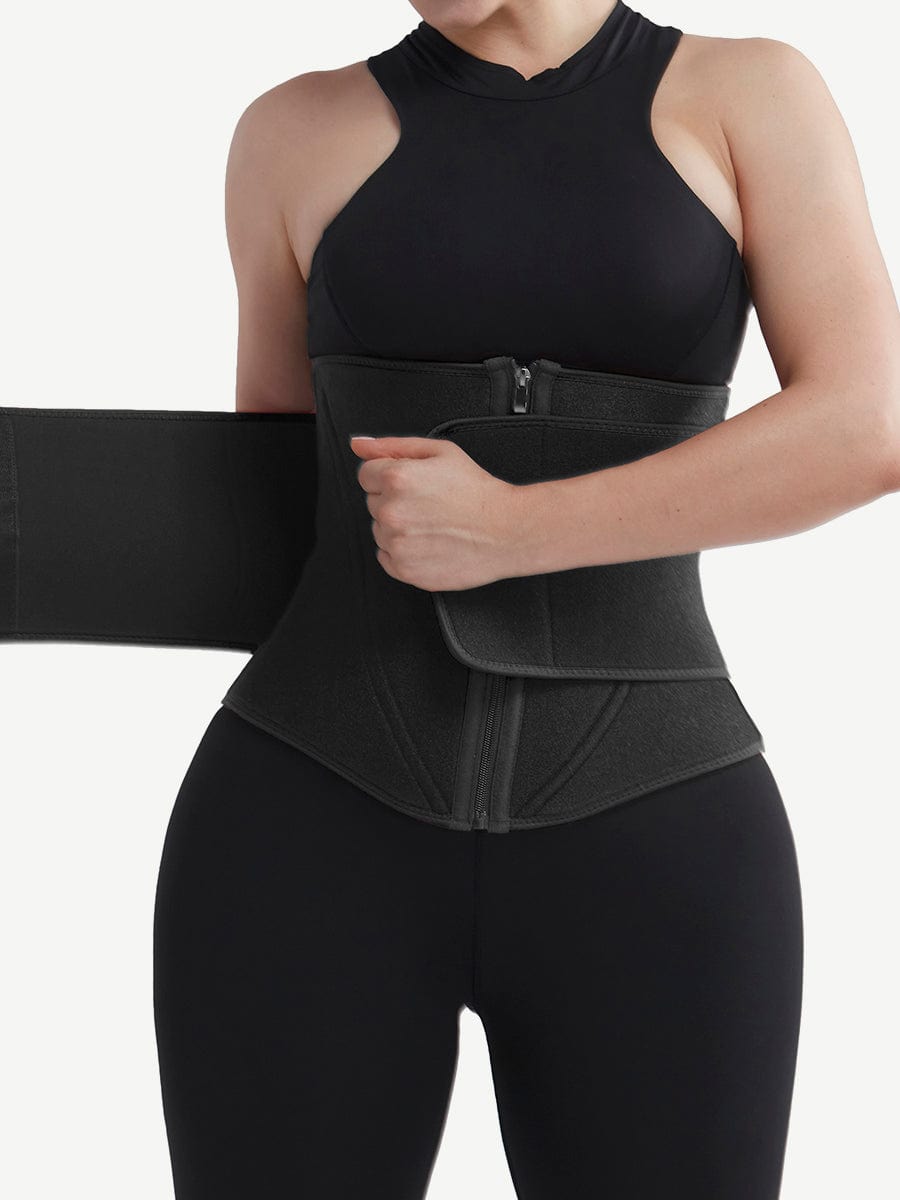 Black Neoprene Waist Trainer 10 Steel Bones Basic Shaping