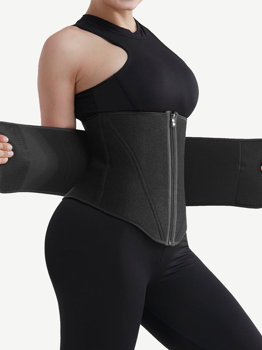 Black Neoprene Waist Trainer 10 Steel Bones Basic Shaping