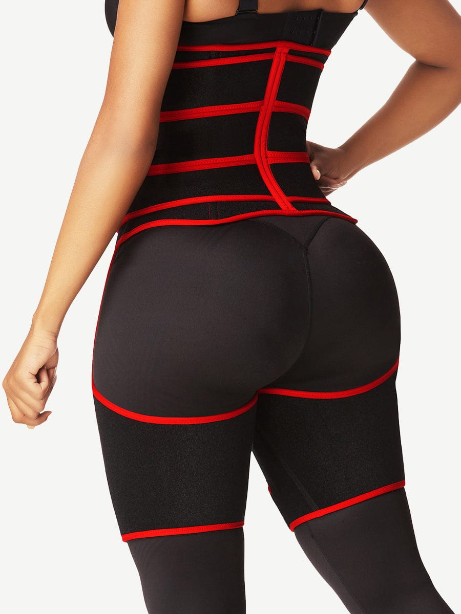 Black Tummy And Thigh Shaper Neoprene 3 Belts Abdominal Control
