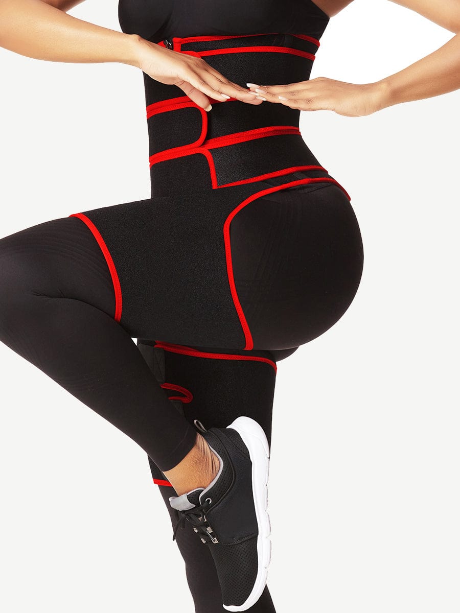 Black Tummy And Thigh Shaper Neoprene 3 Belts Abdominal Control