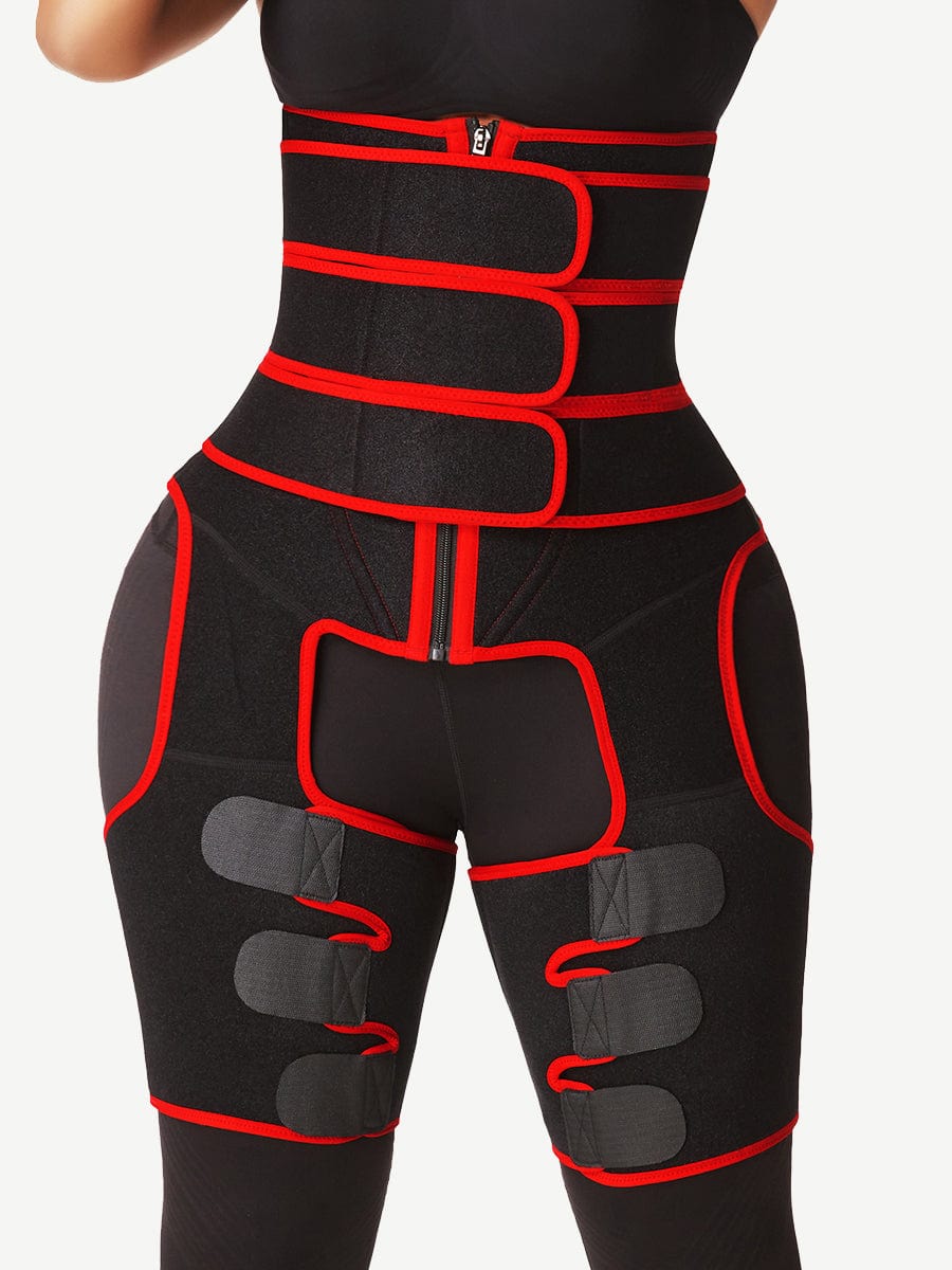 Black Tummy And Thigh Shaper Neoprene 3 Belts Abdominal Control