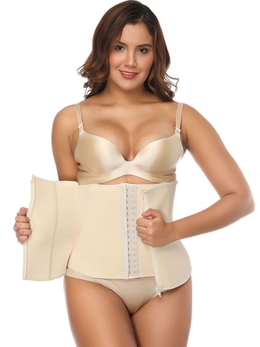 Exquisitely Fat Burning Plus Size Front Double Layer Zipper Tummy Control Waist Trimmer