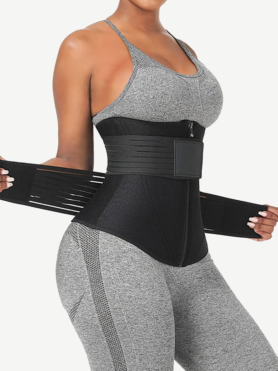 Neoprene Fat Burning Breathable Long Waist Trainer Double Elastic Waistbands Waist Trainer