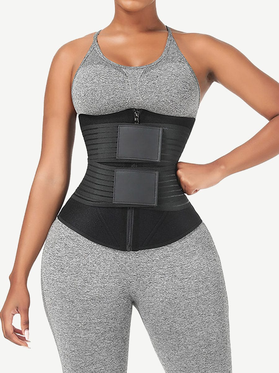 Neoprene Fat Burning Breathable Long Waist Trainer Double Elastic Waistbands Waist Trainer