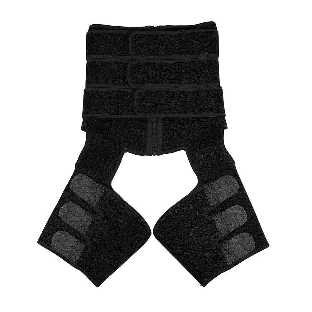 Black Tummy And Thigh Shaper Neoprene 3 Belts Abdominal Control