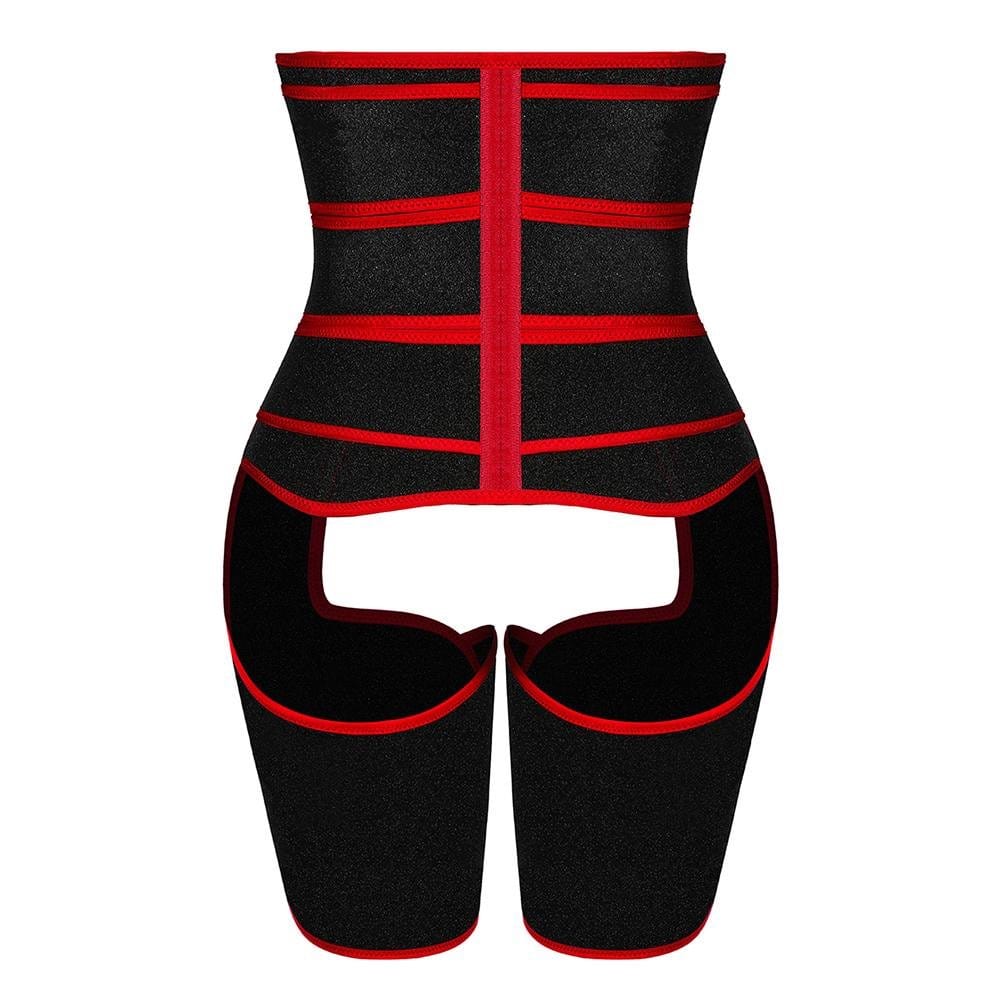 Black Tummy And Thigh Shaper Neoprene 3 Belts Abdominal Control