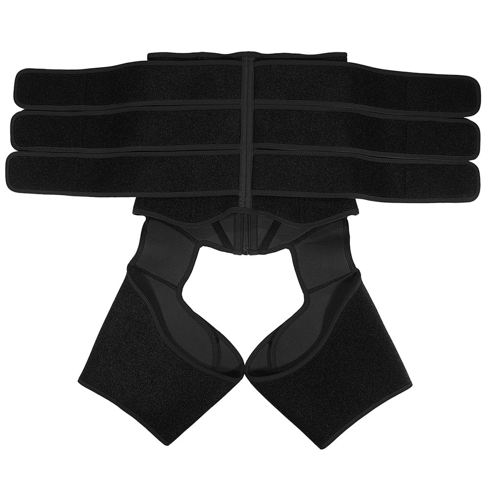 Black Tummy And Thigh Shaper Neoprene 3 Belts Abdominal Control